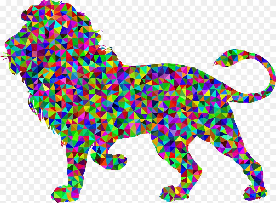 This Icons Design Of Prismatic Low Poly Lion, Art, Baby, Person, Animal Free Png