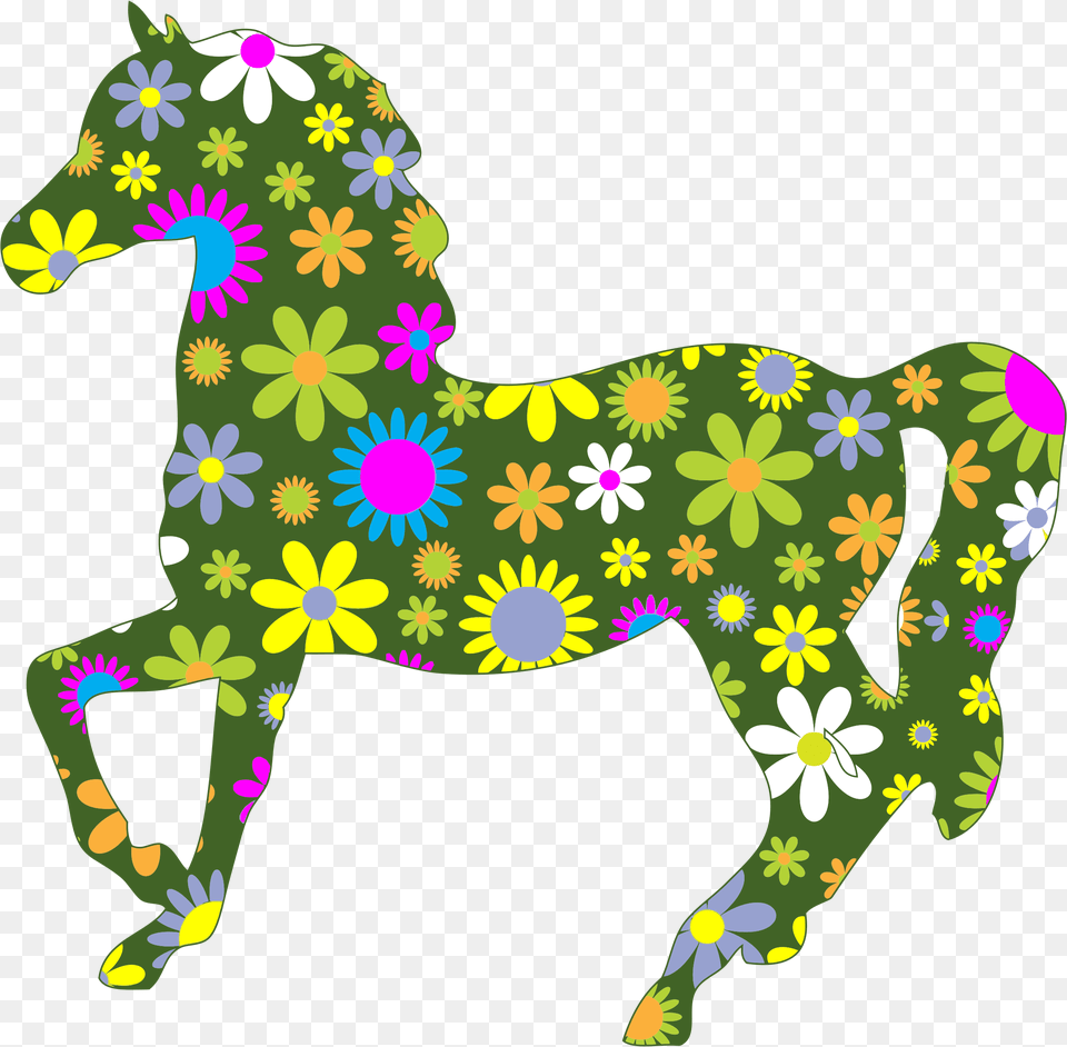 This Icons Design Of Retro Floral Horse, Art, Animal, Mammal, Wildlife Free Png