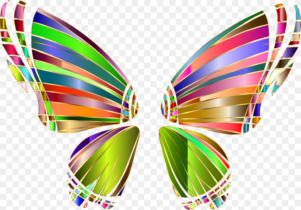 This Icons Design Of Rgb Butterfly Silhouette Butterfly Wings No Background, Art, Graphics, Accessories, Pattern Free Png Download