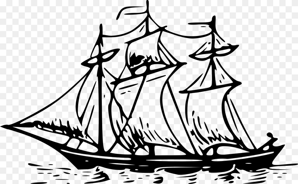 This Icons Design Of Sailing Ship Three Masted, Gray Png