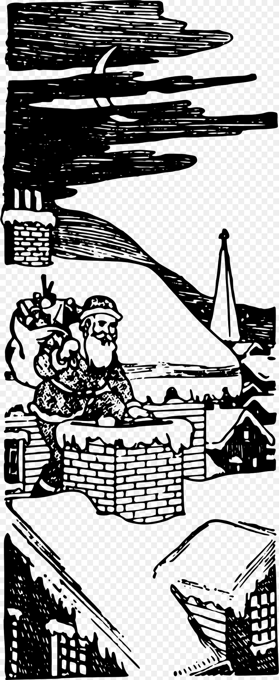 This Icons Design Of Santa And Chimney Cartoon, Gray Free Transparent Png