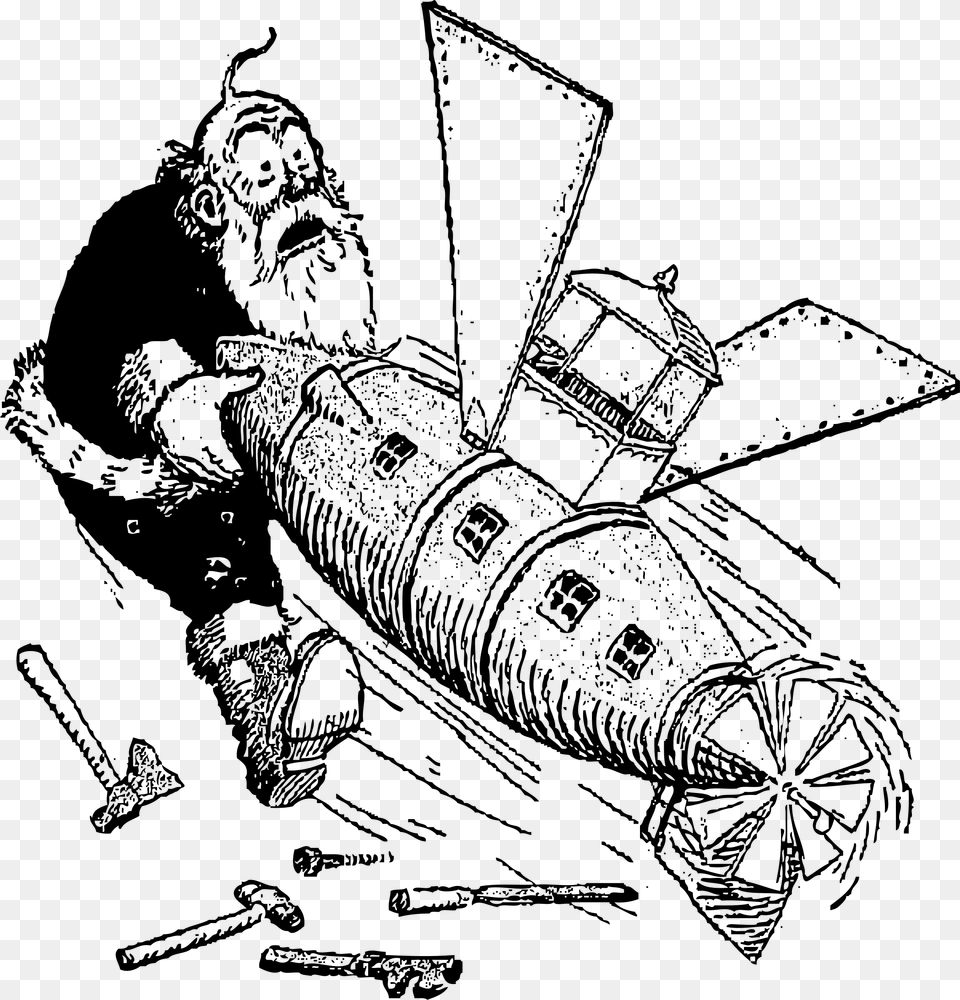 This Icons Design Of Santa Attacked By Airship, Gray Free Png