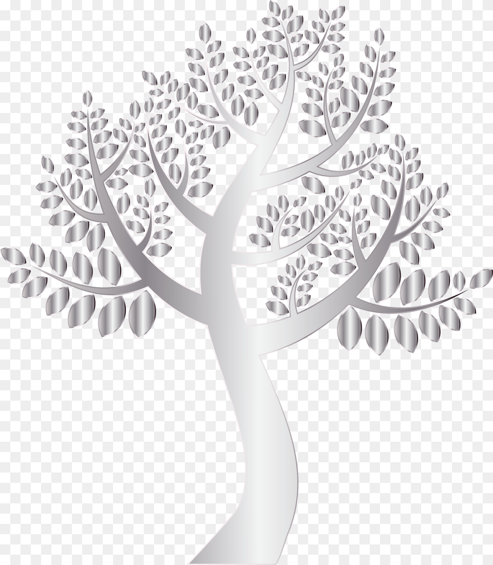 This Icons Design Of Simple Silver Tree White Tree Transparent Background, Art, Drawing Free Png Download