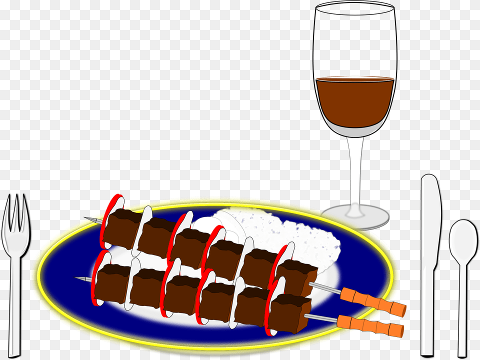 This Icons Design Of Souvlaki Dinner, Cutlery, Glass, Fork, Food Free Png Download