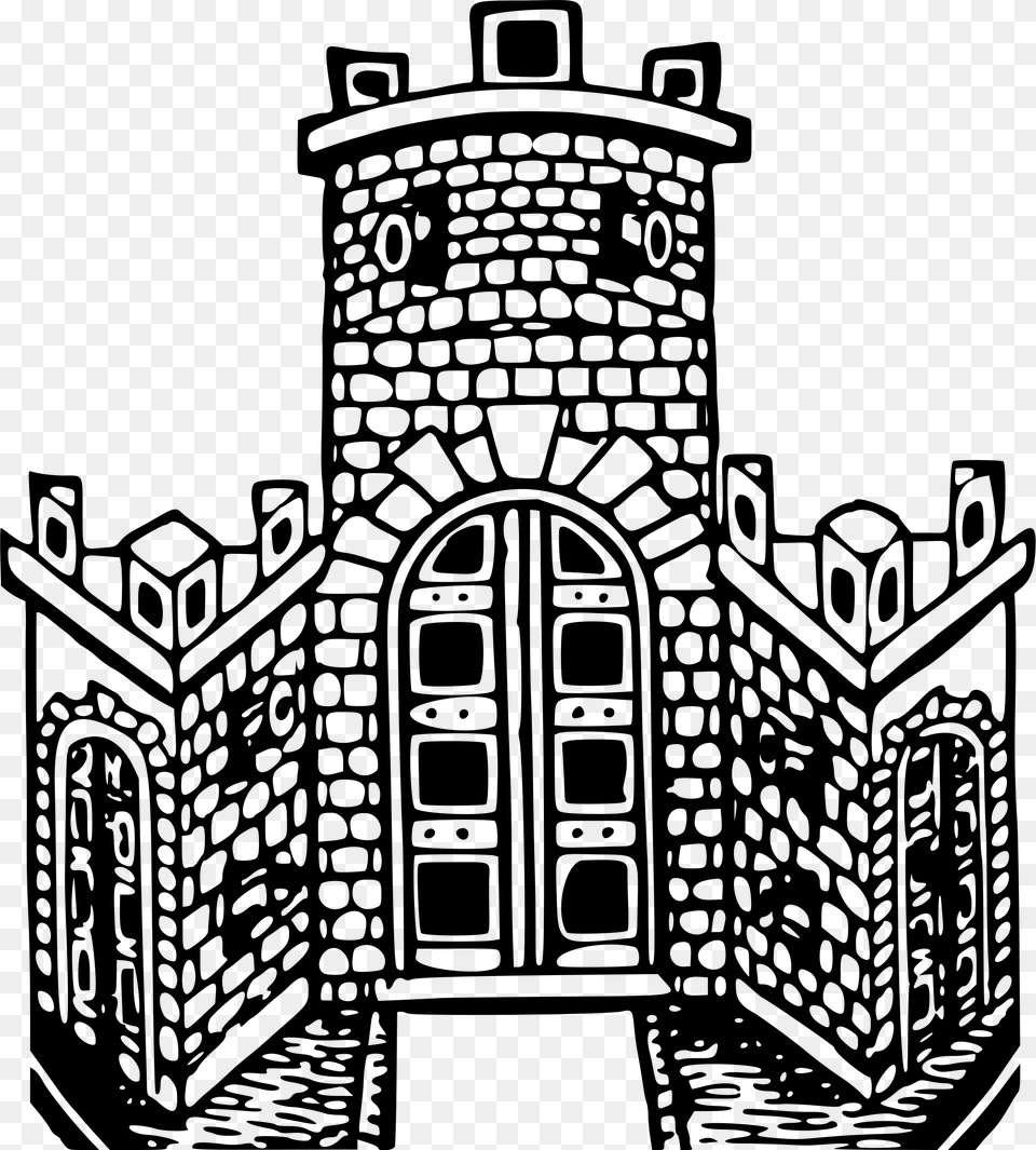 This Icons Design Of Stylised Castle Fort Black And White, Gray Png Image