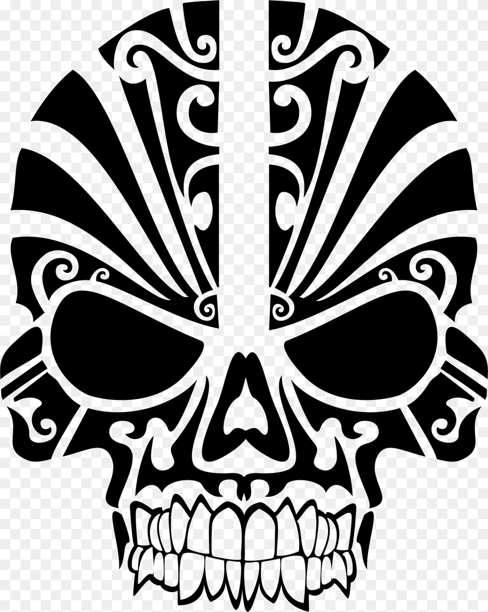 This Icons Design Of Tribal Skull Silhouette, Gray Free Transparent Png