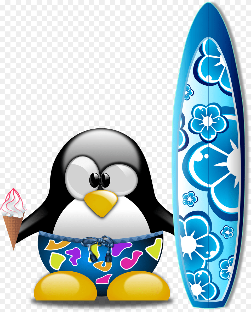 This Icons Design Of Tux The Surfer, Sea, Water, Surfing, Sport Free Png