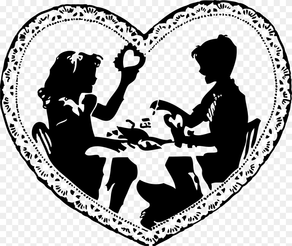 This Icons Design Of Two Children Making Valentines, Gray Free Transparent Png
