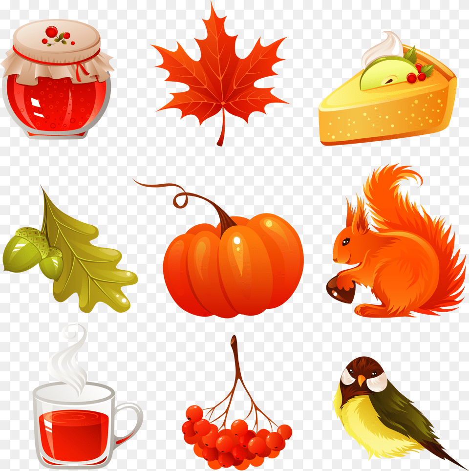 This Icons Design Of Vector Autumn Icons Set, Leaf, Plant, Cup, Animal Free Transparent Png