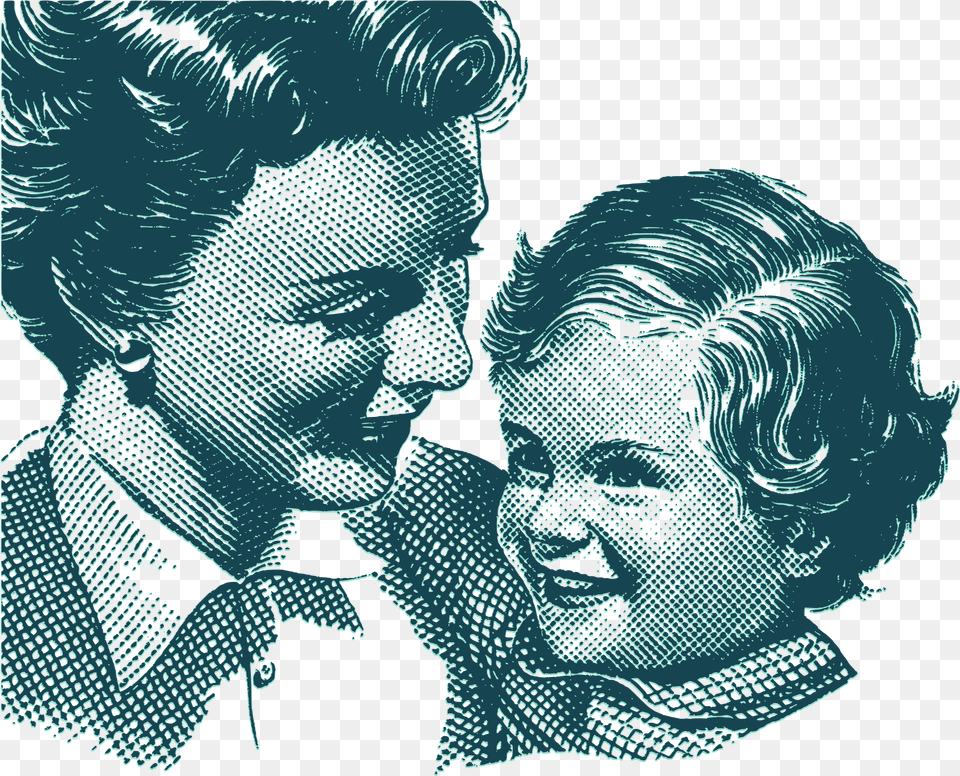 This Icons Design Of Vintage Mother Daughter, Face, Head, Person, Photography Png