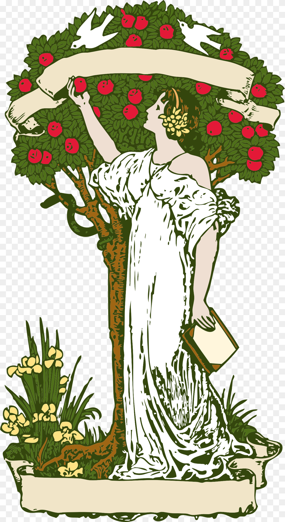 This Icons Design Of Woman At Apple Tree, Graphics, Art, Floral Design, Pattern Free Png Download