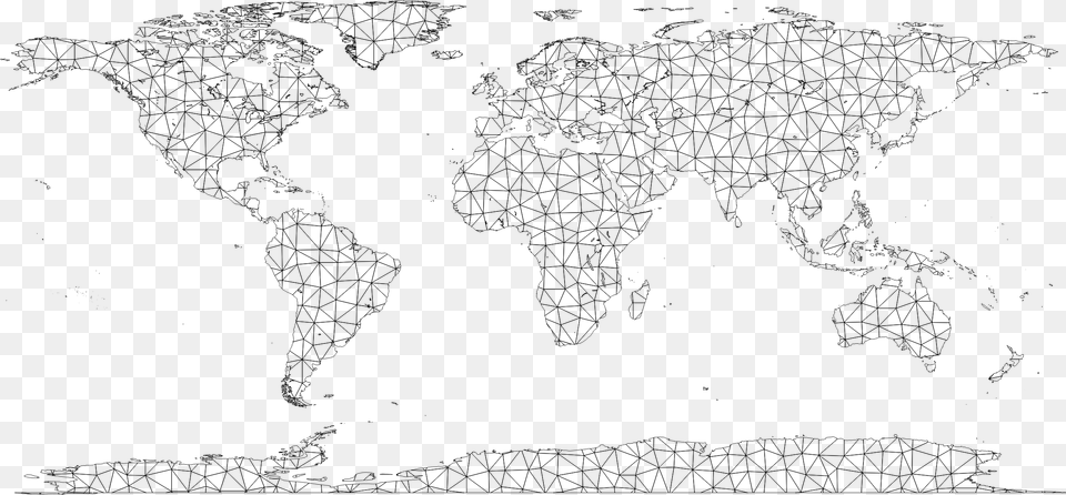 This Icons Design Of World Map Polygonal Wireframe, Gray Free Png