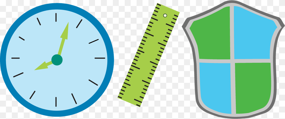 This Shows A Clock A Ruler And A Shield In, Analog Clock Png Image