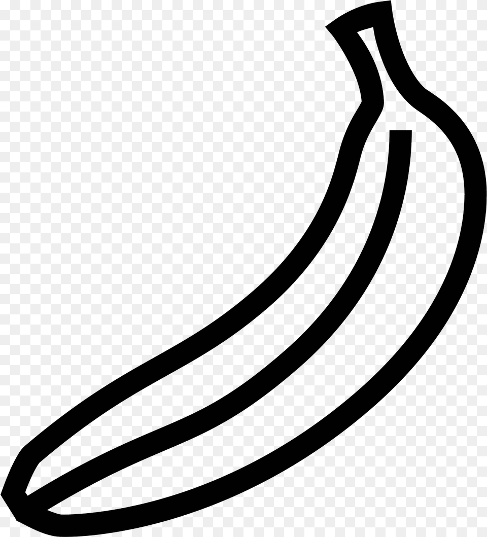 This Is A Drawing Of A Single Banana Banana, Gray Png Image