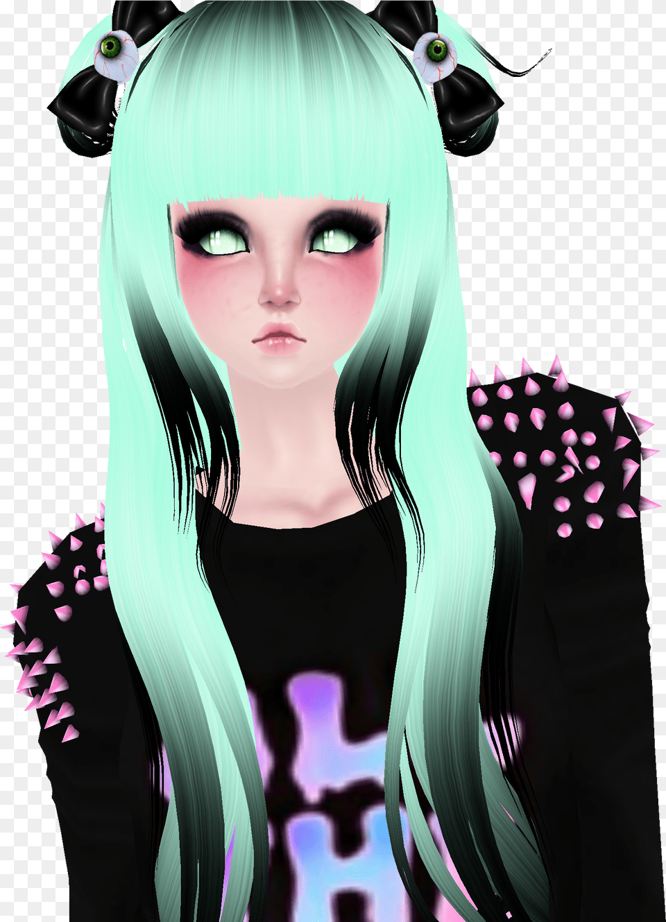 This Is A Female Imvu Pastel Goth Hair Style Mint And Imvu Pastel Goth, Publication, Book, Comics, Adult Free Transparent Png