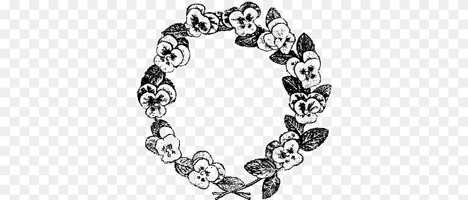 This Is A Pansy Flower Wreath Design From A Vintage Black And White Pansy, Accessories, Adult, Bride, Female Png Image