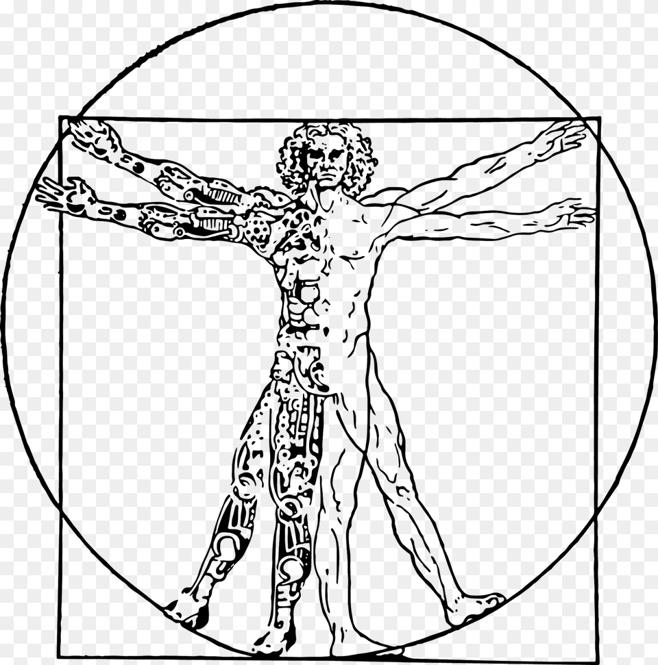This Is A Play On The Vitruvian Man I Had Painted On Line Art, Gray Free Png Download