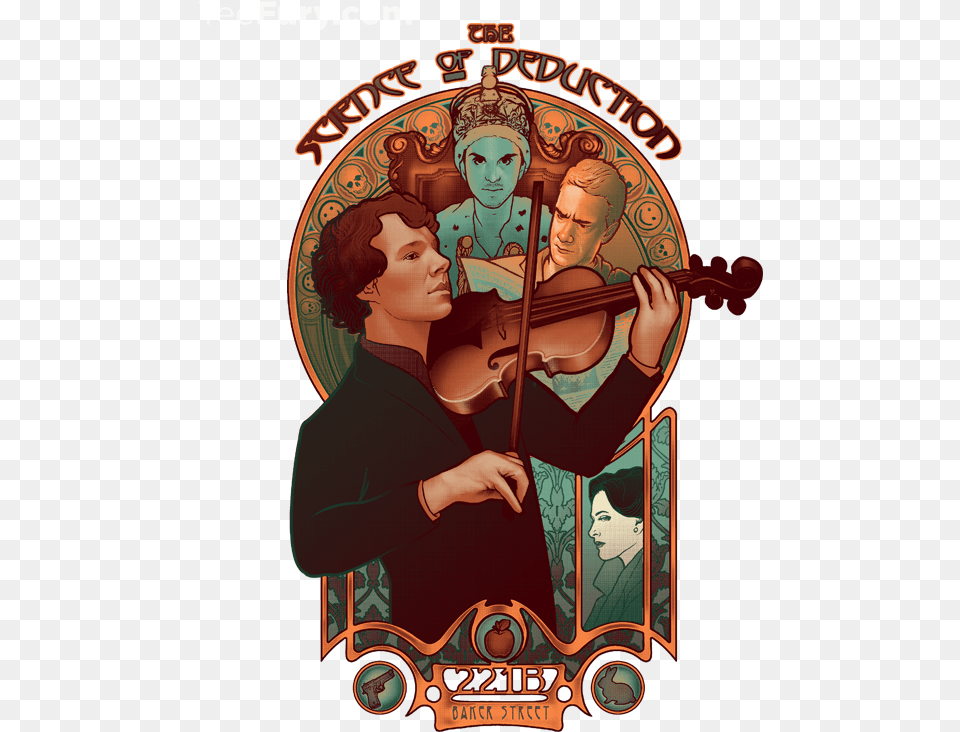 This Is Actually A T Shirt Design From Teefury Science Of Deduction Shirt, Violin, Musical Instrument, Adult, Person Png