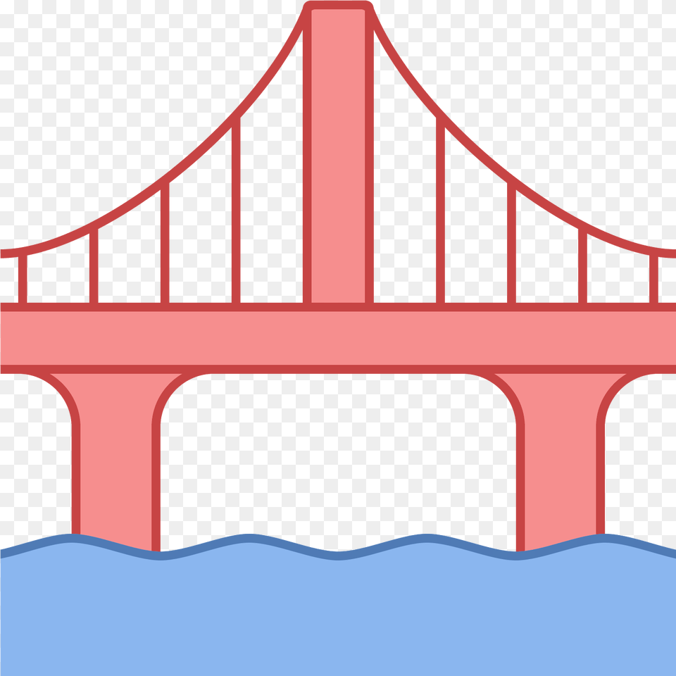 This Is Depicting A Sturdy Bridge Over A Body, Suspension Bridge, Bulldozer, Machine Free Png