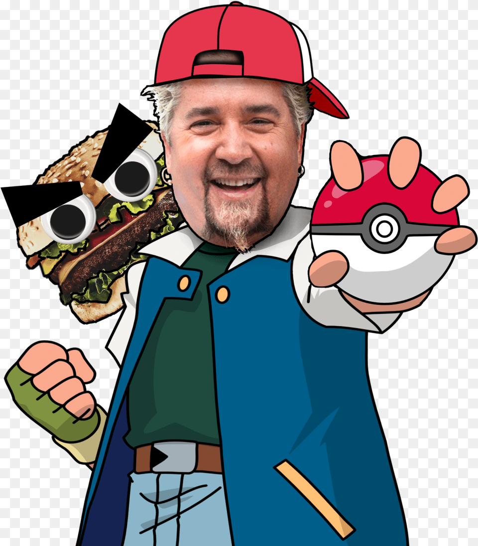 This Is Guy Fieri As Ash Ketchum Or Red From The Pokemon Ash, Portrait, Photography, Person, People Free Png Download