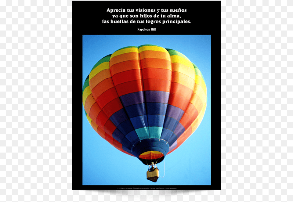 This Is The Spanish Version Of Poster Design Hot Air Balloon, Aircraft, Hot Air Balloon, Transportation, Vehicle Png