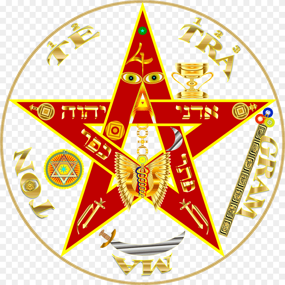 This Mystical And Esoteric Pentgram Tetragramaton A Color, Emblem, Symbol, Badge, Logo Free Png
