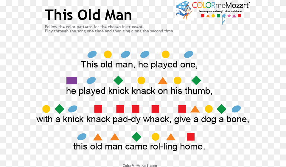 This Old Man Piano Notes Easy Color Me Mozart Songs Free Png