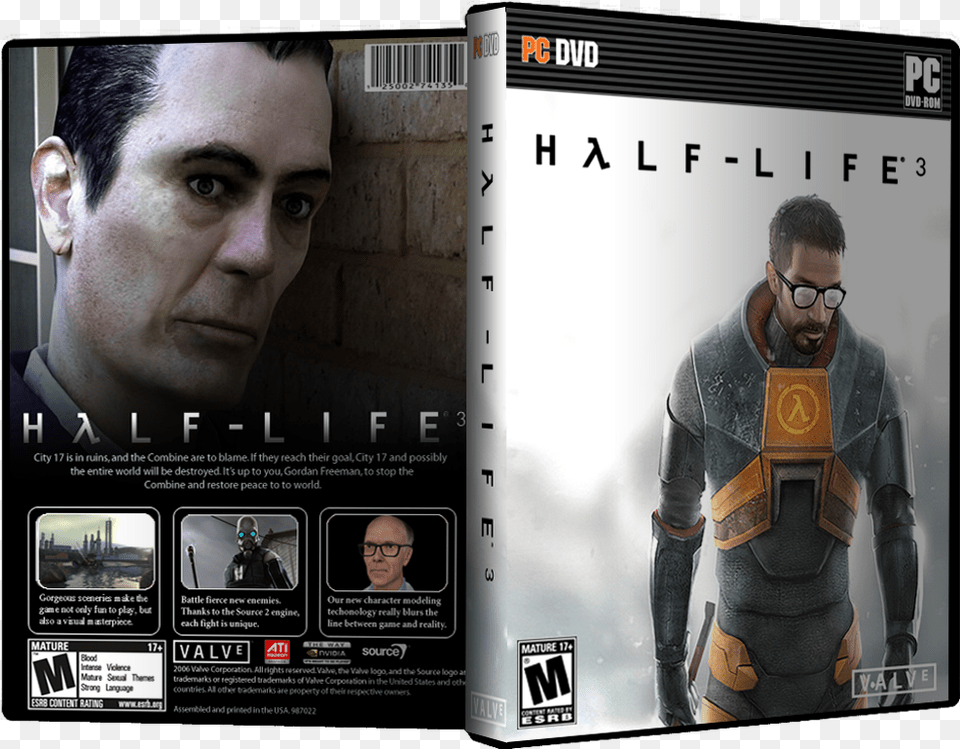 This One Has The Newer Pc Dvd Banner On Top Gordon Freeman Half Life Game Shooter 24x18 Print Poster, Adult, Male, Man, Person Png