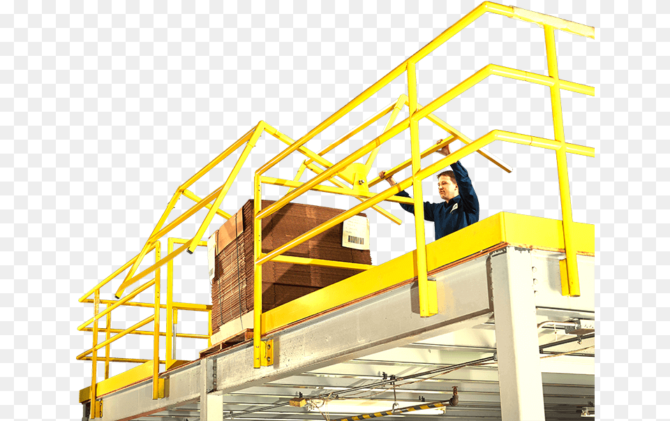This Pivoting Safety Gate Protects Employees In Elevated, Handrail, Construction, Adult, Male Free Png
