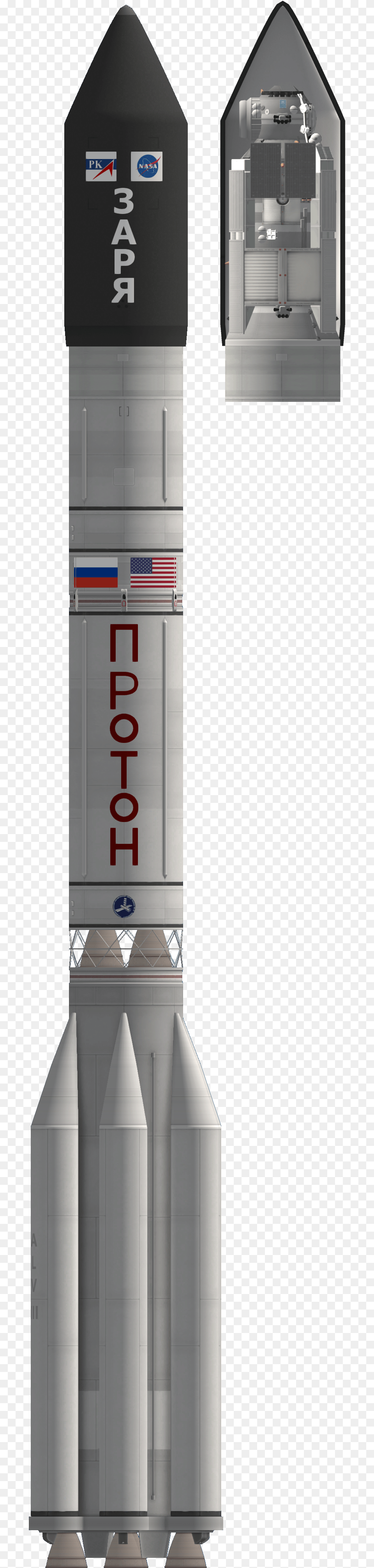 This Proton Is Configured To Launch The Zarya Mounted Launch Of Zarya Module, Rocket, Weapon, Aircraft, Spaceship Png Image