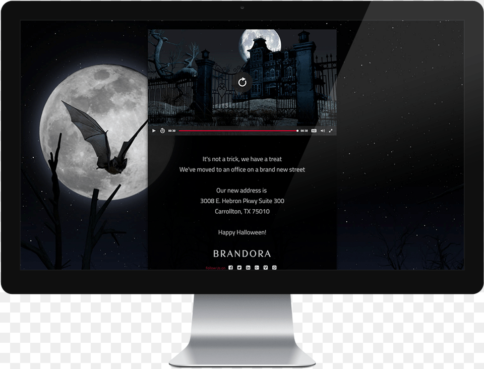 This Spooky Halloween Ecard Follows A Bat Traveling Computer Monitor, Astronomy, Moon, Nature, Night Png Image
