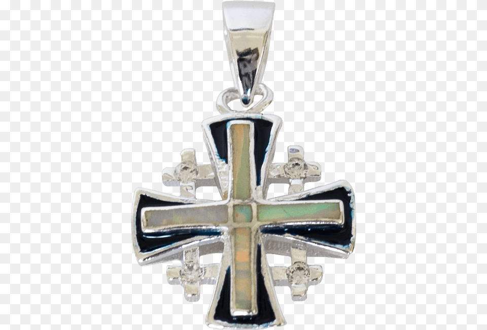 This Sterling Silver Jerusalem Cross Is Set With Synthetic Silver, Accessories, Symbol, Pendant Free Transparent Png