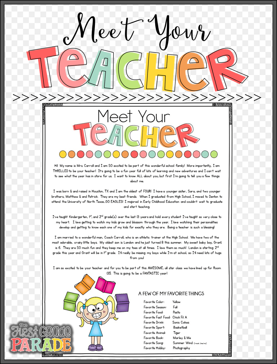 This Student Information Sheet Also Sits On Top Of Meet The Teacher Ideas, Advertisement, Poster, Baby, Person Free Transparent Png