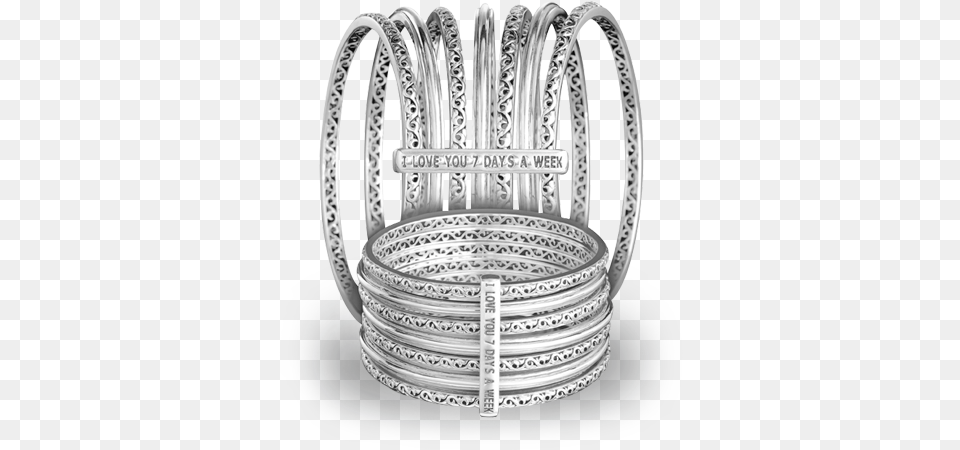 This Stunning Silver Bangle Is Actually Seven Bracelets Charles Krypell I Love You 7 Days A Week B, Accessories, Jewelry, Ornament Free Png