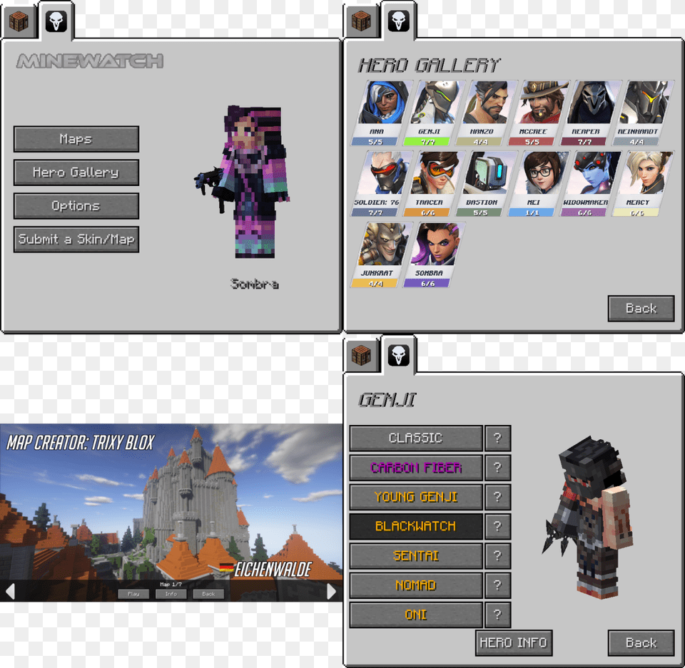 This Tab Can Be Used To Find Overwatch Maps Change Minecraft Overwatch Mod 17, Art, Collage, Person, Toy Png