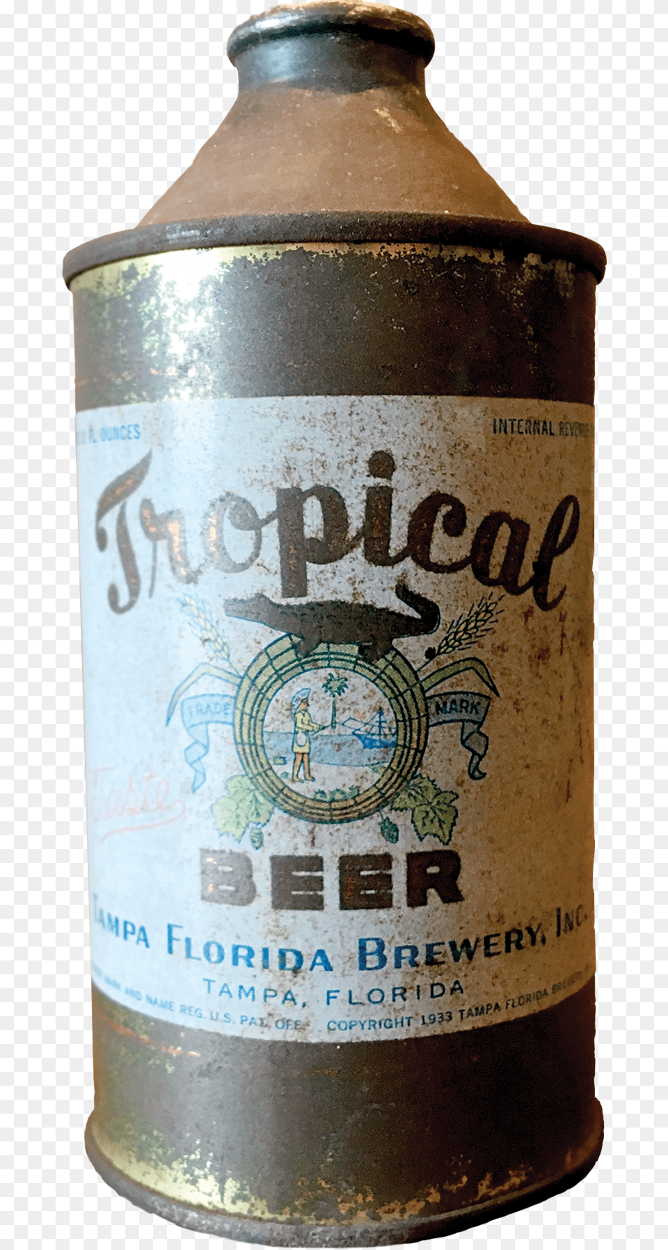This Tropical Beer Can From The Tampa Florida Brewery Beer Bottle, Alcohol, Beverage, Tin, Person Free Transparent Png