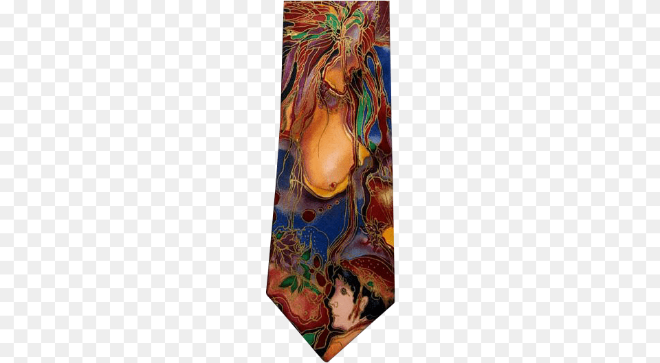 This Vintage 100 Silk Necktie Has A Gorgeous Print Painting, Art, Modern Art, Collage, Person Free Png Download