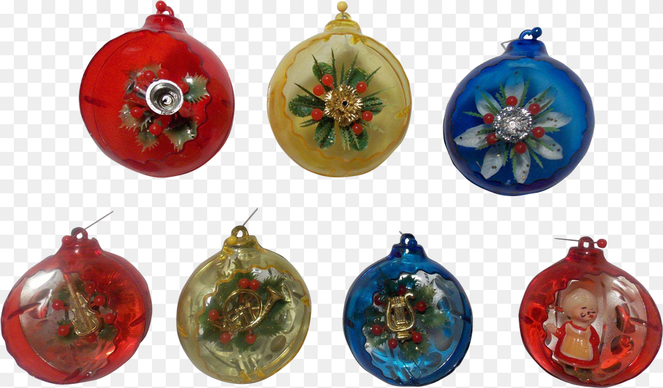 This Vintage Jewelbrite Ornaments Total Of 7 Ornaments Christmas Ornament, Accessories, Person, Christmas Decorations, Festival Free Png Download