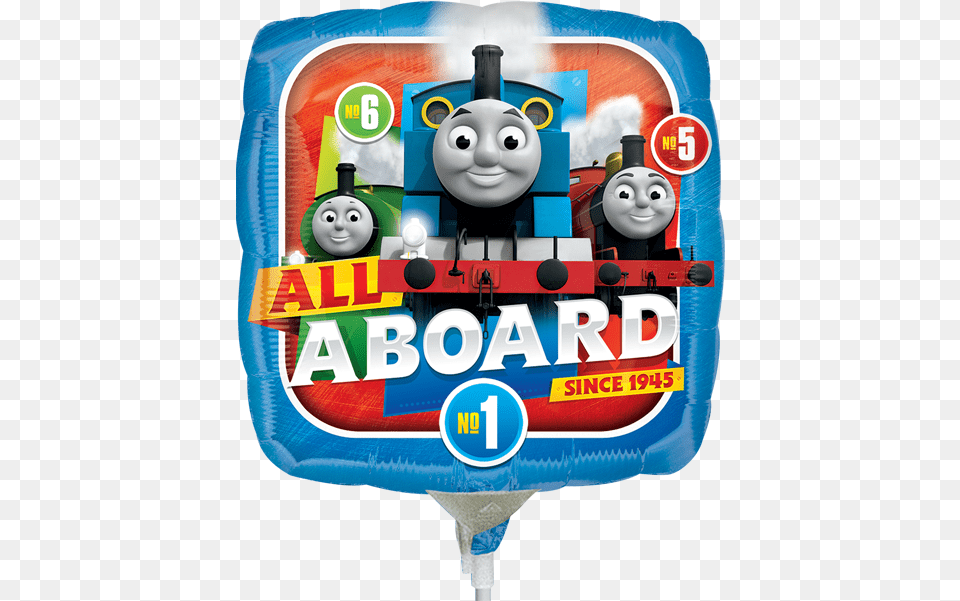 Thomas All Aboard 9quot Foil Balloon All Aboard Thomas Tank, Railway, Train, Transportation, Vehicle Png Image