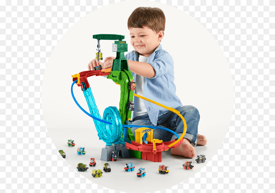 Thomas Amp Friends Fisher Price Thomas Amp Friends Minis Motorized Raceway, Boy, Child, Male, Person Png Image