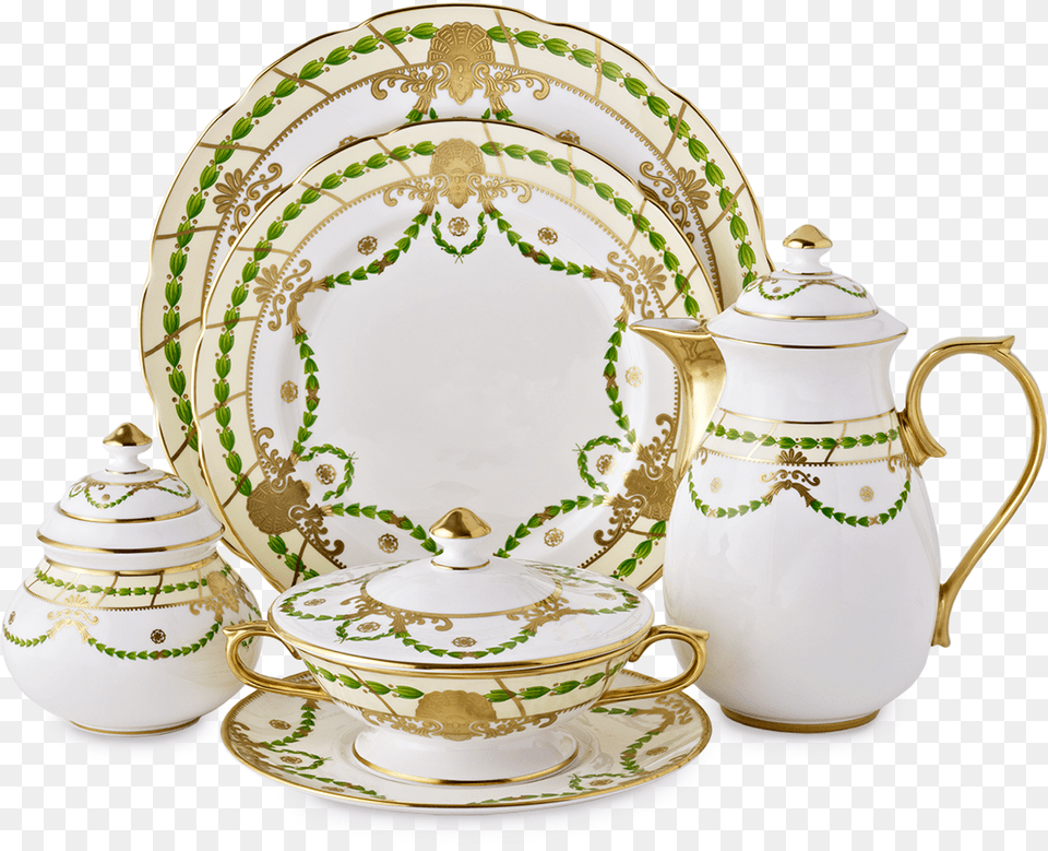 Thomas Goode Green Garland Tableware Saucer, Art, Porcelain, Pottery, Cup Free Png