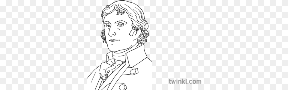 Thomas Jefferson Black And White 1 Illustration Twinkl Halloween Split Pin Puppets, Art, Drawing, Adult, Portrait Free Png Download