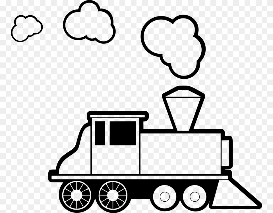 Thomas Train Black And White Steam Engine Train Clipart, Gray Free Png Download