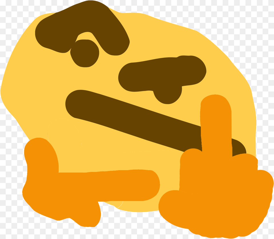 Thonkmidfing Thinking Distorted Thinking Emoji Transparent Middle Finger Emoji Discord, Body Part, Hand, Person Png Image