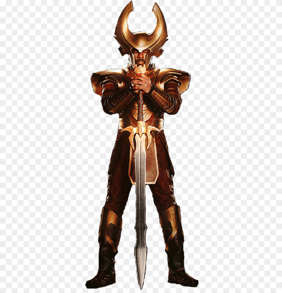 Thor Ragnarok Heimdall Dlpng Com Heimdall Idris Elba, Weapon, Sword, Adult, Person Free Png Download