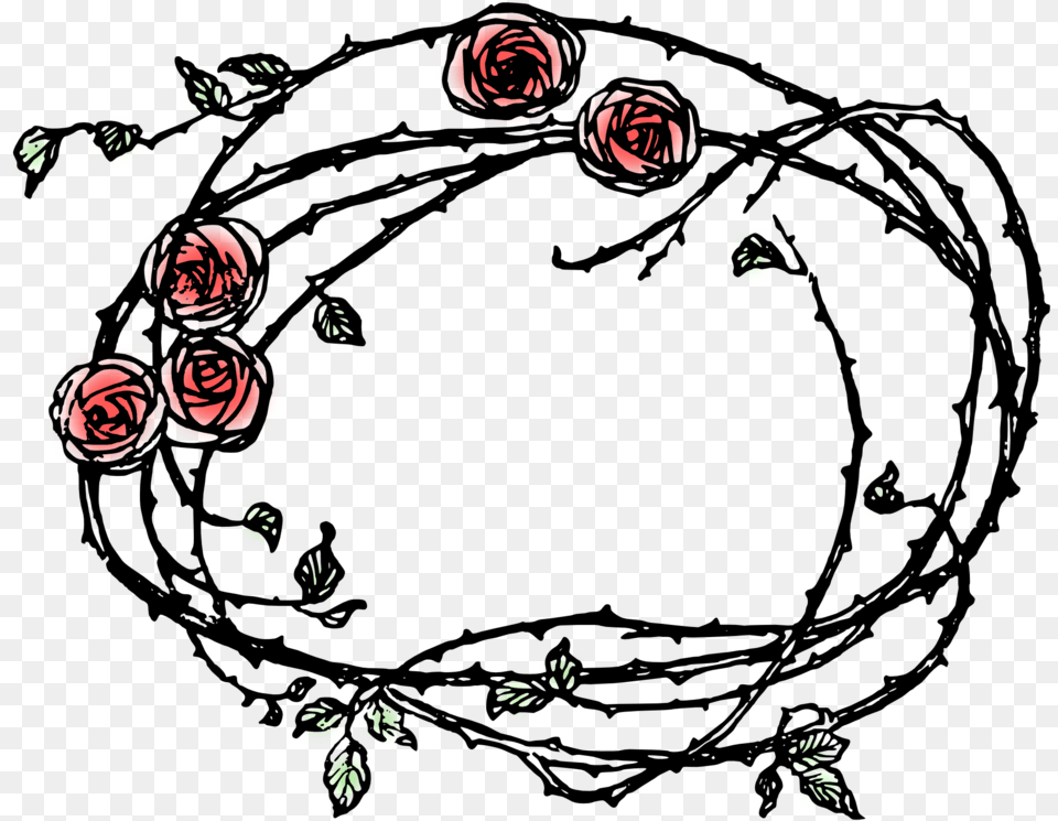Thorns And Flowers Border Clipart Download Roses And Thorns Drawing, Art, Floral Design, Flower, Graphics Free Transparent Png