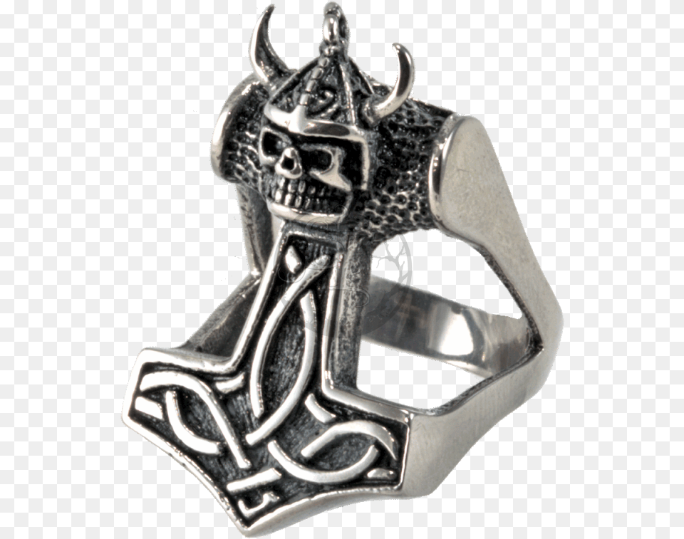 Thors Hammer Skull Viking Mjlnir 316l Stainless Steel Stainless Steel Mythical Thor39s Hammer Men Biker Ring, Accessories, Silver, Gun, Weapon Free Png