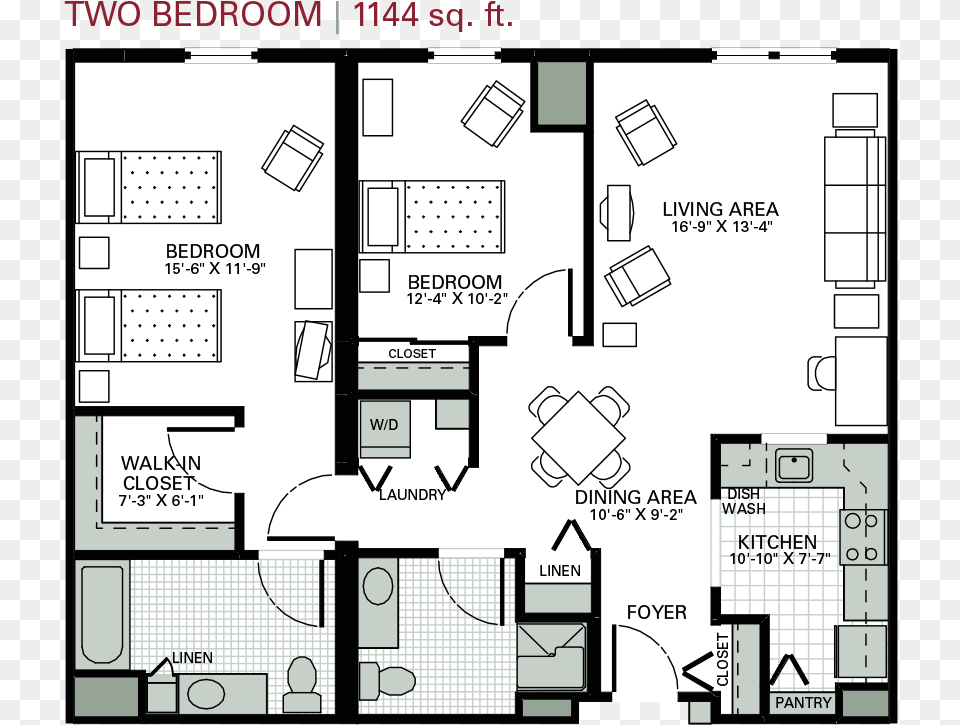 Thotgs Twobedroom 1144sqft Bedroom, Diagram, Floor Plan, Chart, Plan Free Png Download