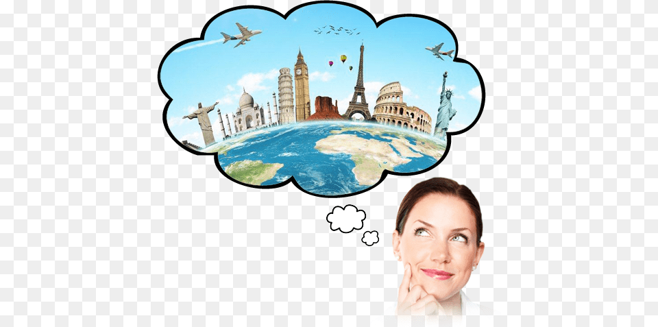 Thought Bubble Travel World Thought Bubble Travel, Adult, Portrait, Photography, Person Png Image