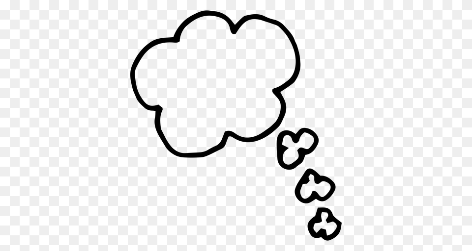 Thought Cloud Doodle Icon, Gray Free Png